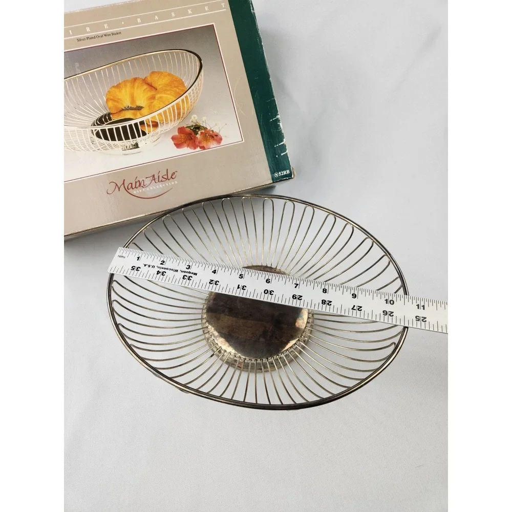 Vintage Main Aisle Collection silver-plated oval wire basket Fruit Display Decor